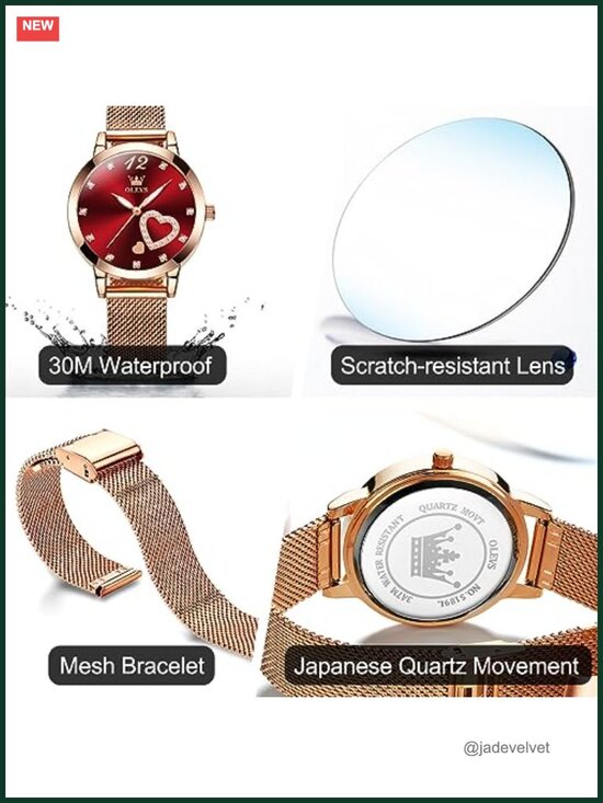Women\'s Heart Diamond Mesh Bracelet Watch Rose Gold Stainless Steel Quartz